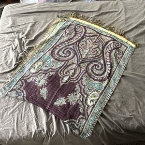 (2) Reversible Green Purple Pashminas